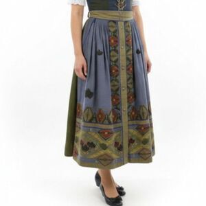 Vintage Alpine Trachten Dimdl Kaiser Modell Floral A-Line Folk Midi Skirt